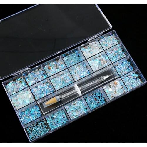 2000pcs/Box Rhinestones Crystal In Bulk For Nail Decoration,Aurora Blue Strass Nail Supplies For Professionals Kit Drill#ZB32