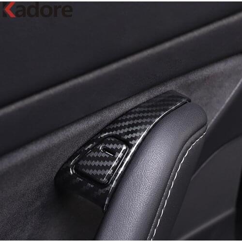 For Tesla Model Y 2020 2021 2022 Carbon Fiber Color Inner Door Lock Switch Panel Cover Trim Car Interior Accessories 8pcs