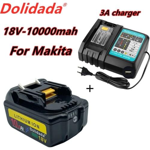 New bl1860 rechargeable battery 18 V 10000mah Makita Li ion 18 V battery bl1840 bl1850 bl1830 bl1860b LXT 400 + charger