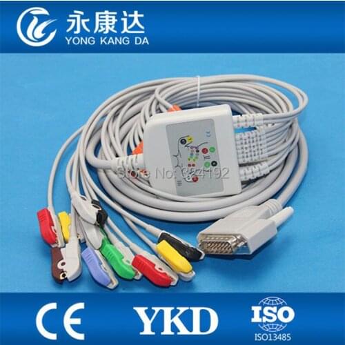 Free shipping FOR Nihon Kohden 9130 EKG cable,NK DB15M Nihon Kohden 10-lead EKG cable IEC ,NK DB15M >DIN3.0, 4.7K resistance