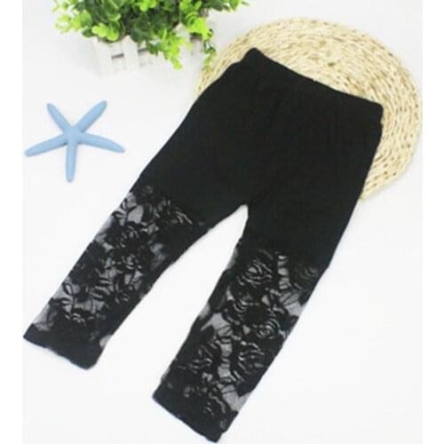 Baby Kids Girls Ballet Dance Lace Modal Tight Cropped Capris Pants 2-7Y New