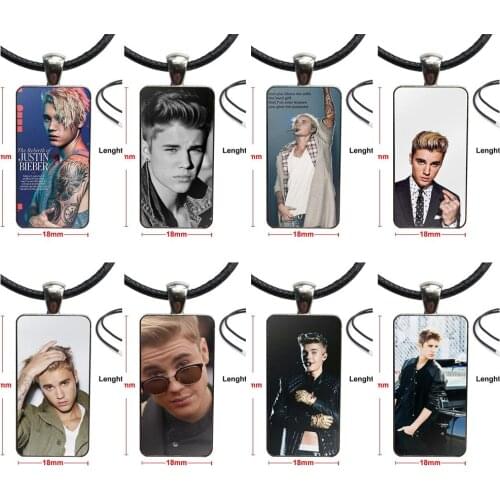 For Women Choker Necklace With Steel Plated Glass Cabochon Choker Long Pendant Rectangle Necklace Fashion Cool Justin Bieber