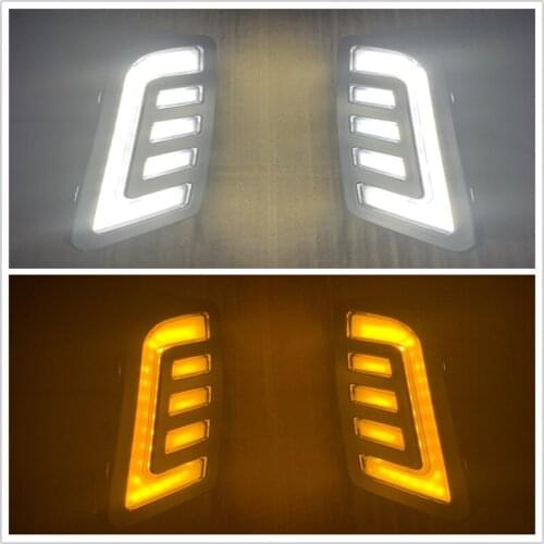 2PCS/SET DAYTIME RUNNIG LIGHTS MASK GRILLE LED LAMP WITH TURNING SIGNAL FEATURE FIT FOR NAVARA NP300 D23 2015-2018 LED DRL