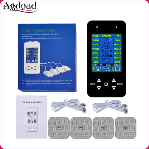Tens Machine 15 Modes Electric Body Pulse Massager Digital Therapy Machine EMS Muscle Stimulator with Electrodes Pads Tens Unit