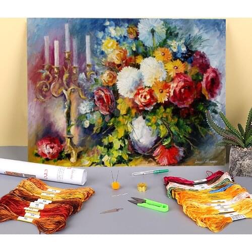Oil Painting Style Morning Printed 11CT Cross Stitch Embroidery Full Kit DMC Threads Handmade Painting Handiwork Hobby Magic