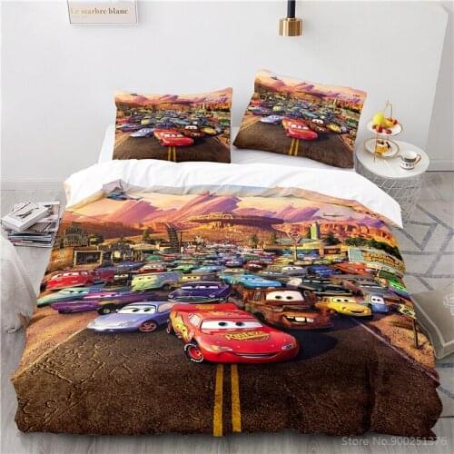 3D Disney Cartoon Cars Bedding Set Queen King Size Duvet Cover with Pillowcase Soft Comforter Cover Set Home Textile Bedclothes