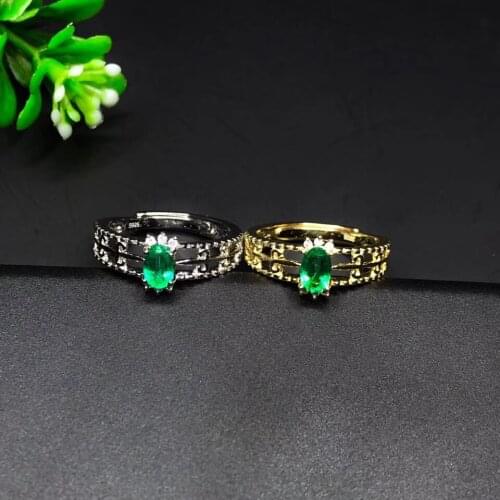 Fashion green natural emerald Gemstone Ring with silver for women men jewelry hot selling gift style real gem cert present