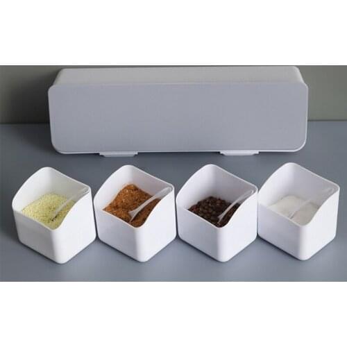 94PF Wall Mounted Condiment Storage Box Spice Rack Organizer Sugar Bowl Salt Shaker Seasoning Container