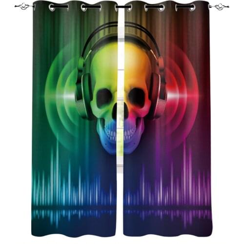 Skull Headphone Cool Curtains In The Living Room Kitchen Bedroom Interior Decor Curtain Window Room Divider Home Decoration