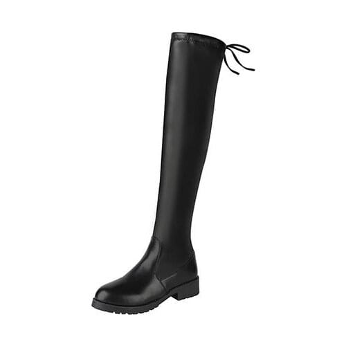 New Style Over-the-knee Womens Long Boots Thick Heels Plus Velvet Ladies Winter Boots Stretch Lace-up Women Long Boots