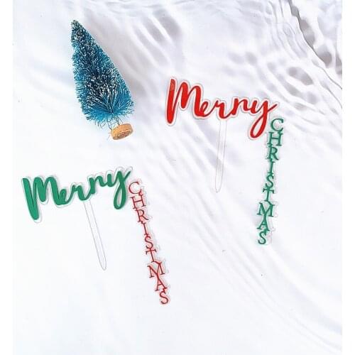 New Merry Christmas Acrylic Cake Topper Gold Rose Pink Cupcake Topper For Girls Kids Birthday Party Cake Decorations Baby Shower