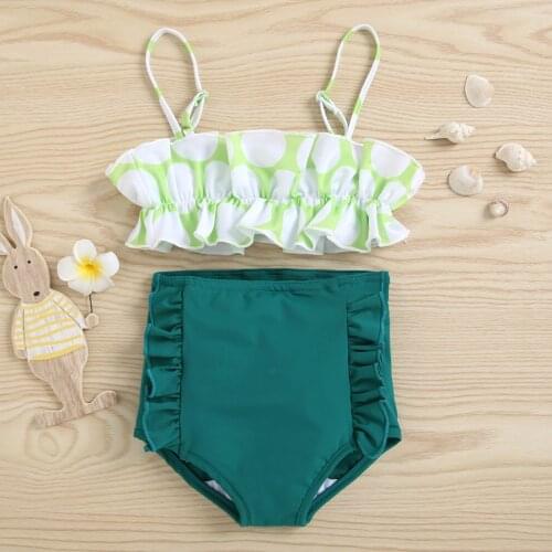 Toddler Baby Girl Bikini Polka Dot Ruffle Two-piece Swimwear Beach Bathing Swimsuit Baby Swimwear For Girls Baby Kleidung 2021