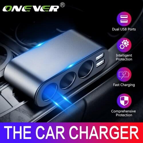 Onever 3 Way Auto Car Cigarette Lighter Socket Splitter Charger 3.1A Dual USB Car Charger Power Adapter for iPhone Samsung GPS