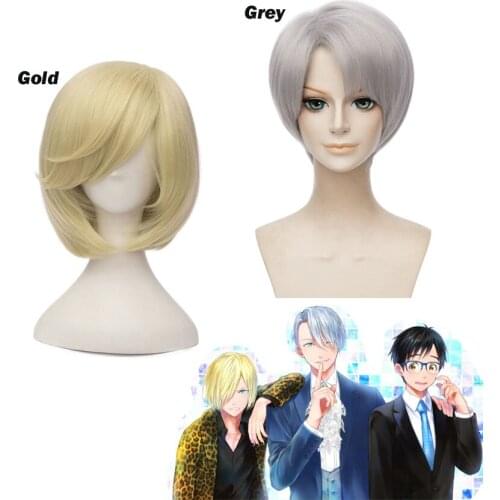 Yuri on Ice Yuri Plisetsky Katsuki Yuri Victor Nikiforov Cosplay Wigs High Temperature Synthetic Fiber Wig Halloween Accessories