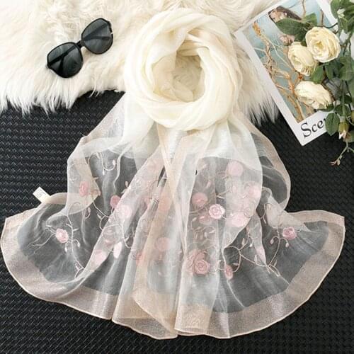 Rushed 2020 Women Silk Scarf Warm Wool Shawls Lady Wraps Bufanda Floral Pashmina Embroidery Scarves Foulard Wholesale Hijab