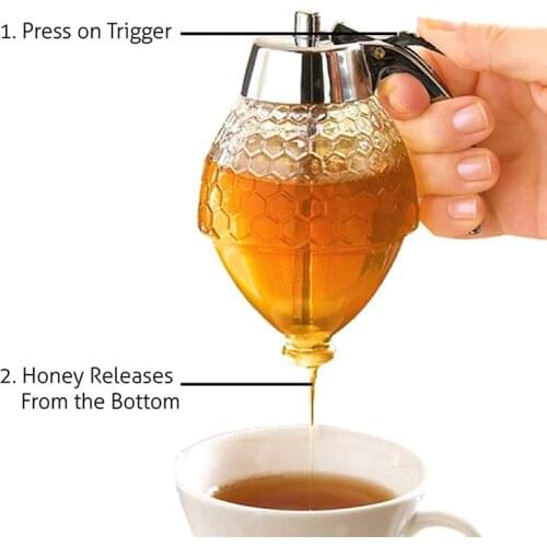 Mini Portable Plastic Honey Syrup Dispenser Pot Honeycomb Bottle Honey Squeeze Dispenser Kitchen Spice Tools