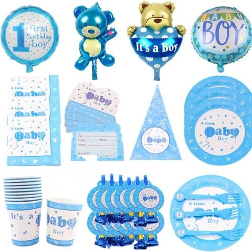 Arrival Disposable tableware set garnival wedding baby shower children birthday party blue decorations kids Party Supplies