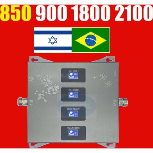 Israel Brazil India Yemen South America four Band 5 8 3 1 4g signal 850 900 1800 2100 MHZ cellphone signal repeater booster