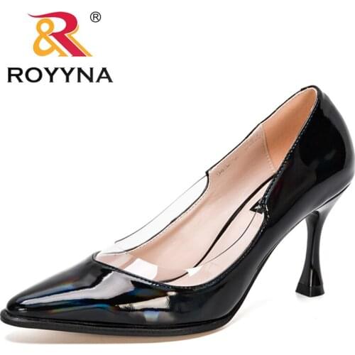 ROYYNA 2021 New Designers Patent Leather Ladies Stiletto Shoes Wedding Shoes High Heels Women Basic Pump Shoes Feminimo Office