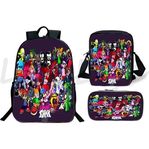 Friday Night Funkin Backpack kids School Bags 3 Pcs Set Bookbags Shoulder Bag Cute Pencil Case Girls Boys Book Knapsack