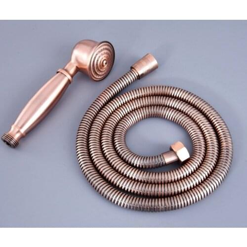 HotelSpa Antique Red Copper 59" Extra Long Flexible Tube Stretchable Hose Pipe & Hand Held Spray Shower Head Dhh127