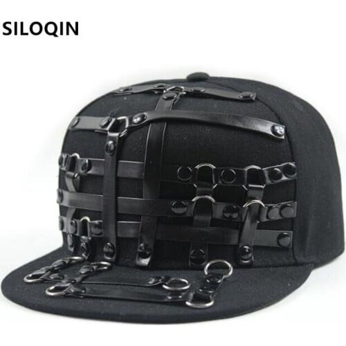 SILOQIN Men Women Personality Trend Hip Hop Caps Novelty Punk Style Headdress Decorated Couple Hat Bar Nightclub Flat Brim Caps