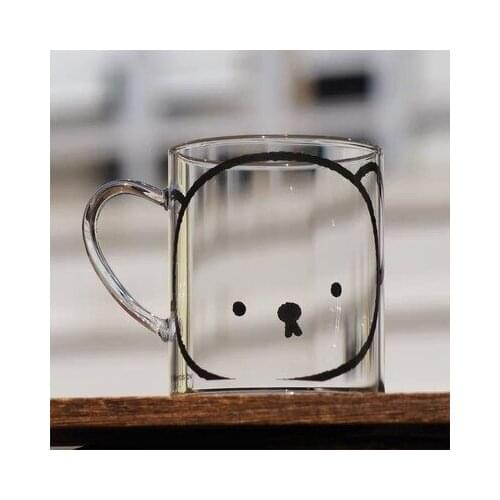 Creative Scale Glass Mug Breakfast Mlik Coffe Cup Household Couple Water Cup Koala Pattern Drinkware