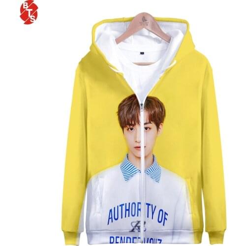 ONEUS 3D Printed Zipper Hoodies Women/Men Kpop Fashion Long Sleeve Hooded Sweatshirts 2019 Hot Sale Casual Streetwear Clothes