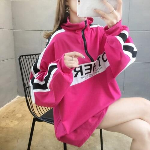 2021 Cotton Spring Thin Hoodies T-shirt Women Letter Printed All Match Pullover Zipper Design Sweatshirt Long Sleeve Top Coat