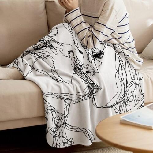 WARMTOUR Throw Blanket Kiss More Often B & W Throw Blanket Home Decoration Love Story Warm Microfiber Blankets For Bedroom