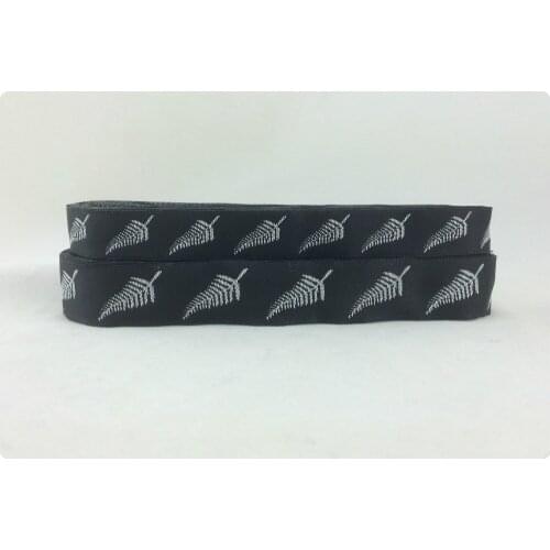 Wholesale 5/8"+7/8"(16mm+22mm 20y/lots) Polyester leaves Black feathers Woven Jacquard Ribbon For Dog Collar