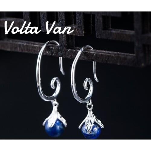 Volta Van Lapis Drop Earrings 925 Sterling Silver Pendientes Plata 2021 New Fine Jewelry Vintage Elegant Concise Women Earrings