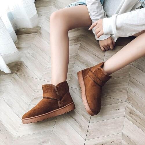 Women winter ankle suede snow boots for women short basic winter shoes Snow Boots Classic Tumed-over Edge Boots U11-60