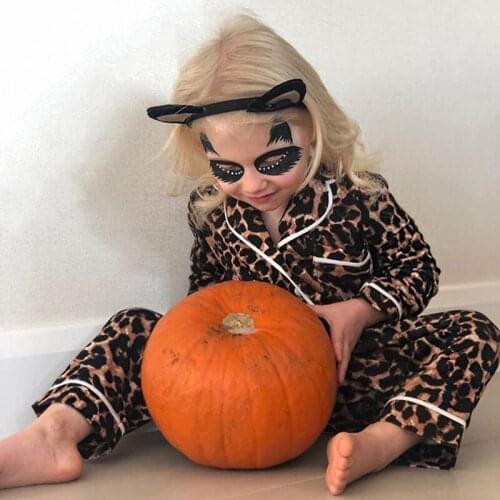 1-6Y Kids Baby Girls Leopard Pajamas Set Sleepwear Summer Autumn Winter Children Short Sleeve Cotton Casual Pyjamas Nightwear