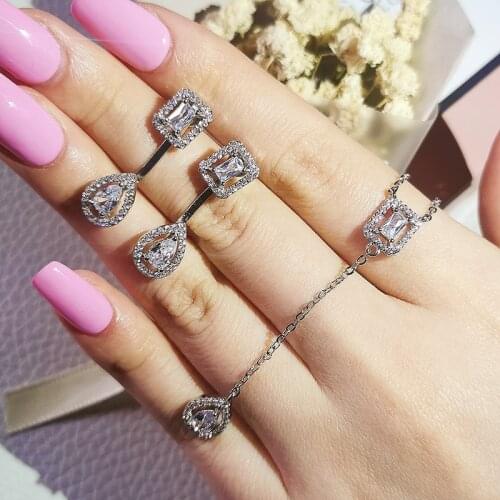 2021 New Luxury Princess Solid 925 Sterling Silver Dubai Jewelry Sets For Wome Anniversary Gift Jewelry Wholesale J6180
