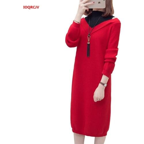 4XL Plus Size Womens Fall Winter Pullover Dress Fashion Loose Long Thick Turtleneck Sweater Lady Sexy Knit Sweater Dress W1776
