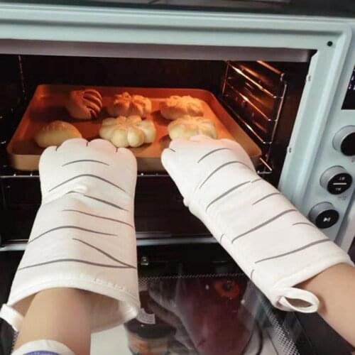 1Pcs 3D Cartoon Cat Paws Oven Mitts Long Cotton Baking Insulation Gloves Microwave Heat Resistant Non-slip Home Kitchen Gloves