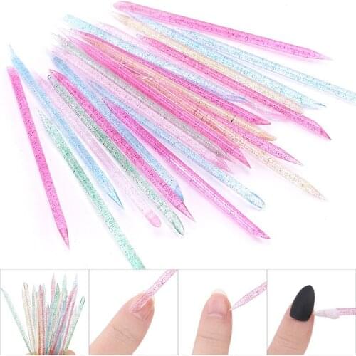 100Pc Reusable Double End Nail Art Cuticle Pusher Cuticle Remover Stick Nail Cleaner Colored Nail Art Tool Manicure Stick