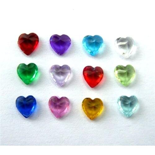 12pcs mix color 5mm heart birthstone floating charm for memory love locket as Mom Dad sister brother grandma gift