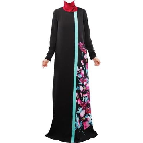 2019 Muslim Dress Long Robe Gowns Tunic Jubah Middle East Ramadan Arab Islamic Muslim Womens Fashionable Blue Muslim Dress