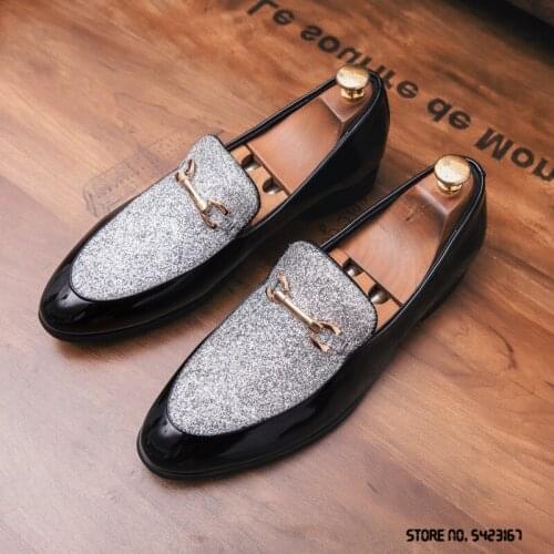 2021 Luxury Designer New Charm Sequins Patchwork Shoes For Men Casual Oxford Formal Dress Wedding Footwear Zapatillas Hombre