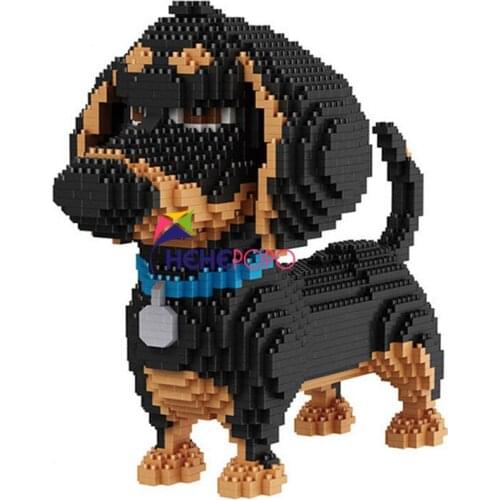 2100pcs 16014 Hot Sale Cartoon Dog Mini Dachshund Model Block Building Brick Toys for Children Gifts Dog Pets Building Blocks