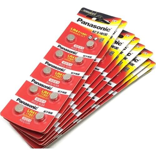 50pcs/lot Panasonic LR41 Button Cell Batteries SR41 AG3 G3A L736 192 392A Zn/MnO2 1.5V Lithium Coin Battery LR 41