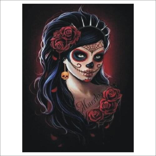 5D DIY Diamond Painted Sugar Skull Girl Mosaic Cross Stud Omni Drill Home Decoration Gift T144
