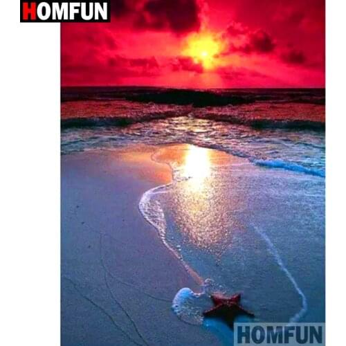 HOMFUN Full Square/Round Drill 5D DIY Diamond Painting "Starfish sunset" 3D Diamond Embroidery Cross Stitch Home Decor A18936