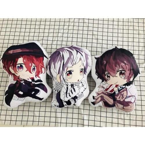 Anime Bungou Stray Dogs Plush Pillow Toy Osamu Dazai Nakajima Atsushi Edogawa Short Stuffed Pillow Back Cushion Doll Gift