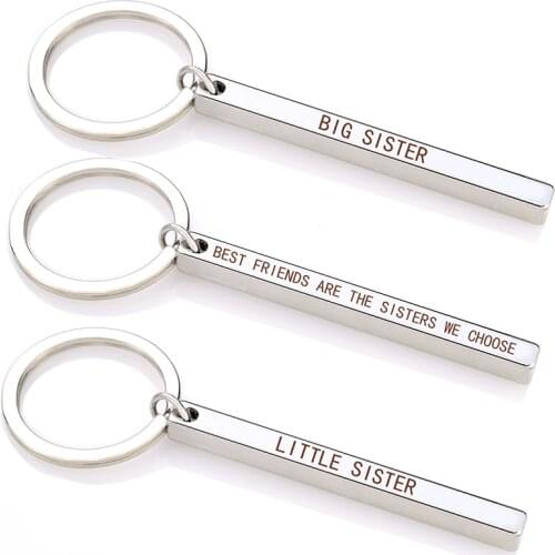 Big Sister Little Sister Engraved Keychain Sisters Friendship Key Chain Pendant Gift for Best Friends