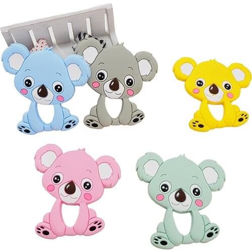 Chenkai 2PCS Silicone Koala Teether DIY Baby Shower Chewing Pendant Nursing Sensory Teething Pacifier Dummy Toy Gfit BPA Free