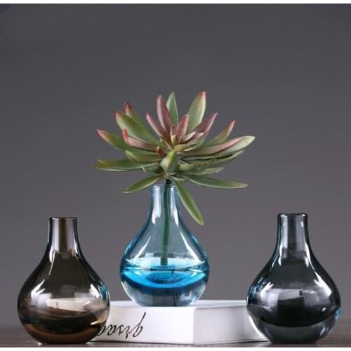 Colored transparent glass vase decoration Modern minimalist creative home decoration furnishings table flower