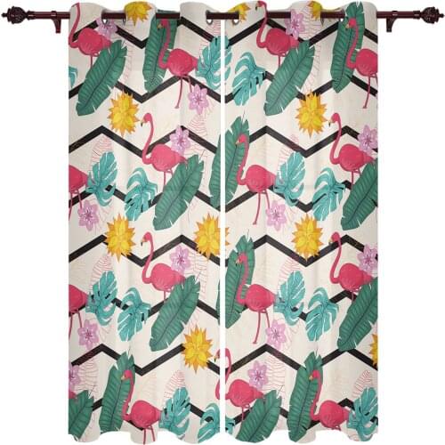 Flamingo Leaves Flower Lines Large Curtains For Living Dining Modern Simple Curtains Finished Curtains For Dining Room Bedroom